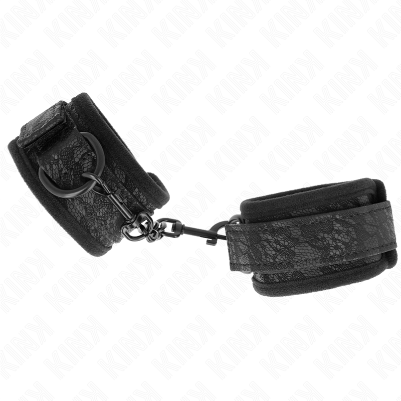 KINK - PUÑOS AJUSTABLES DE NEOPRENO CON CUBIERTA DE ENCAJE OSCURO NEGRO 20-29 CM X 5 CM