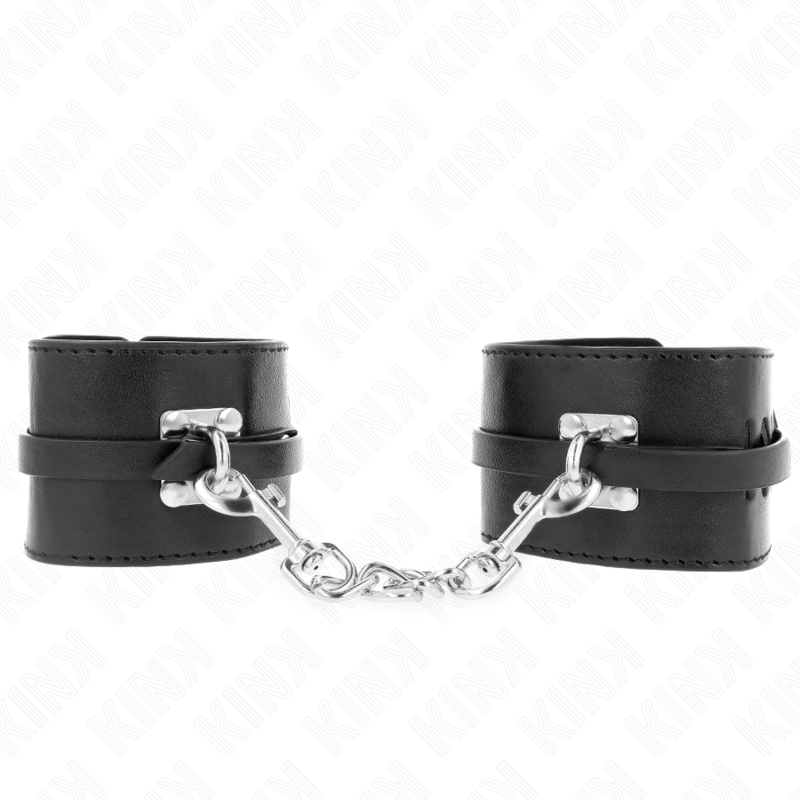 KINK - MUÑEQUERAS AJUSTABLES CON BLOQUEO DE LUJO NEGRAS 14,5-21 CM X 6 CM