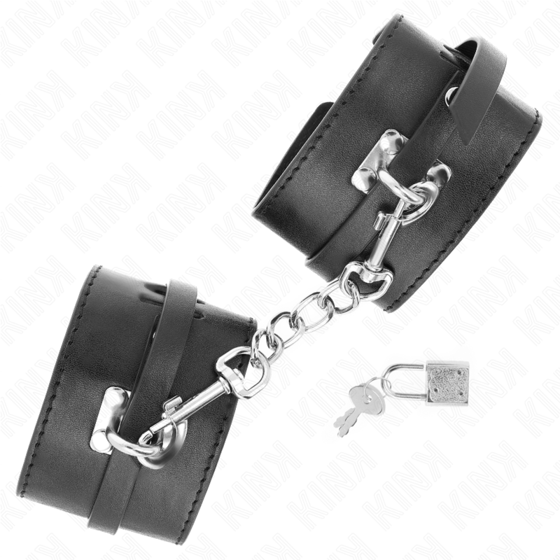 KINK - MUÑEQUERAS AJUSTABLES CON BLOQUEO DE LUJO NEGRAS 14,5-21 CM X 6 CM