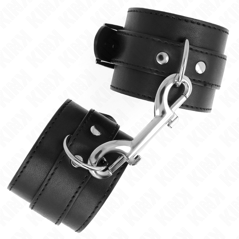 KINK - RESTRICCIONES PARA MUÑECAS - UNA FILA DE REMACHES Y HEBILLA NEGRA AJUSTABLE GRANDE 17-28 CM X 5 CM