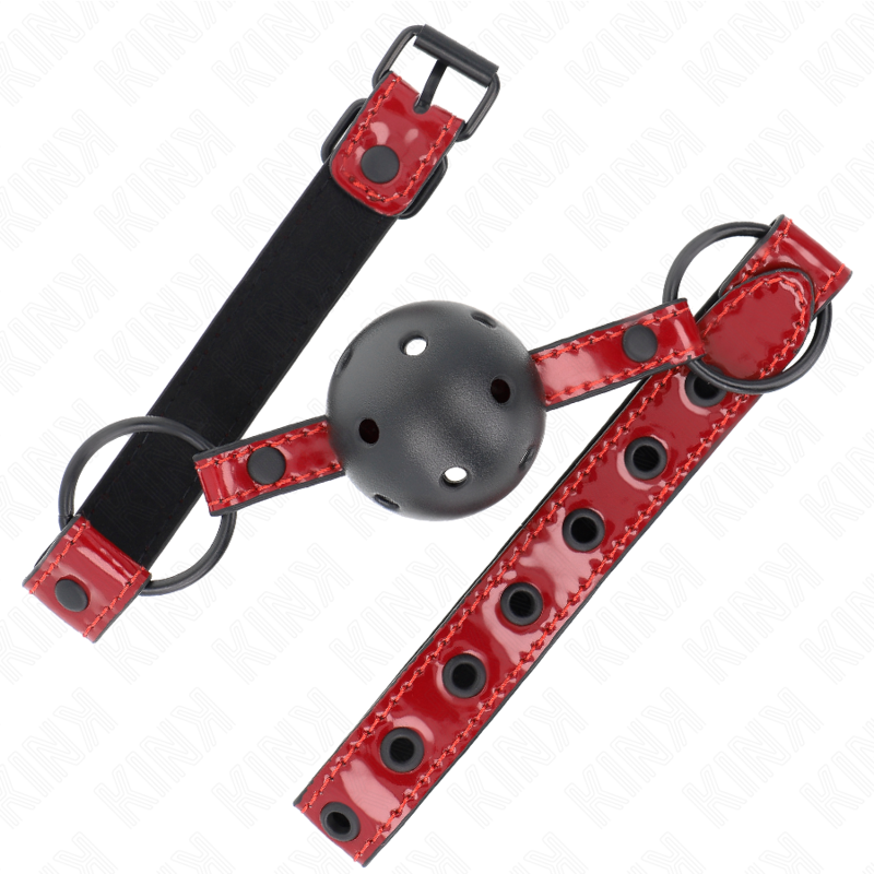 KINK - PELOTA DE CUERO BRILLANTE 4,5 CM MORDAZA 63,5 X 2 CM AJUSTABLE 41 X 59 CM