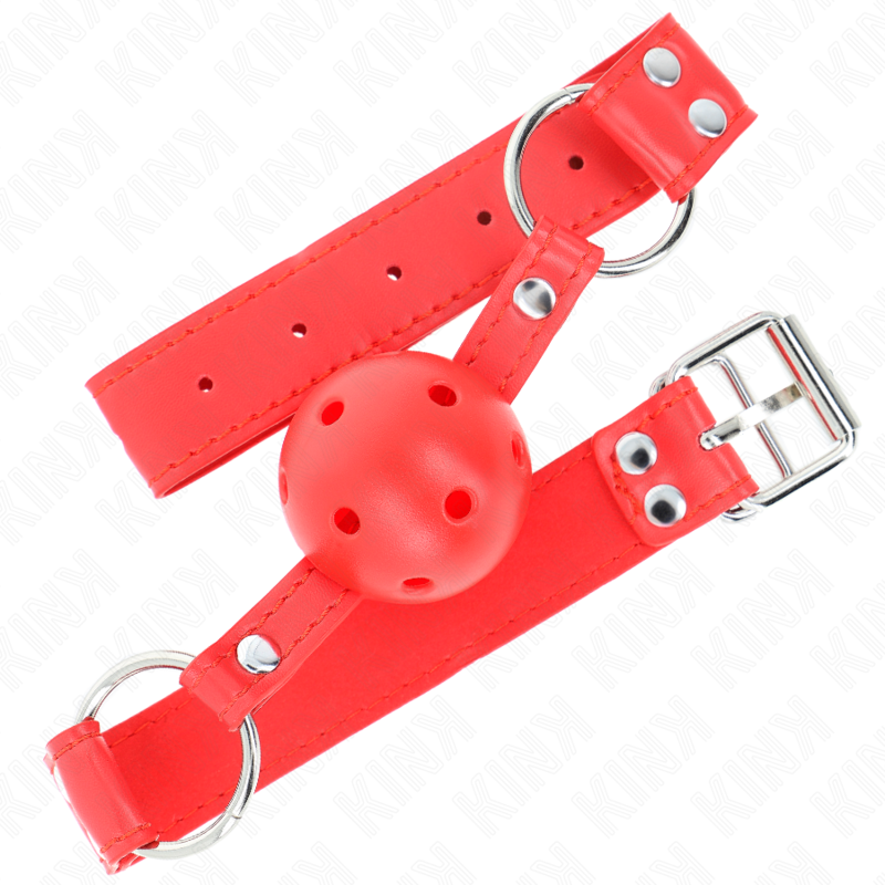 KINK - MORDAZA DE BOLA HUECO RÍGIDA ROJA COMPLETA 62 x 2 CM
