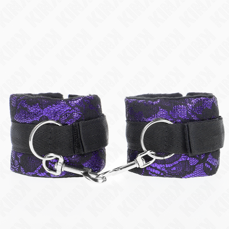 KINK - PUÑOS CORTOS DE ENCAJE DE TERCIOPELO Y ENCAJE DE NAILON PÚRPURA/NEGRO 23 X 6,5 CM