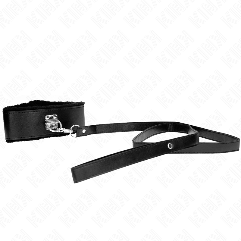 KINK - COLLAR 116 CM CON CORREA CON CLAVOS PLATEADOS MODELO 4 NEGRO AJUSTABLE 40-48 CM X 6 CM