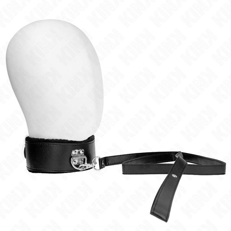 KINK - COLLAR 116 CM CON CORREA CON CLAVOS PLATEADOS MODELO 4 NEGRO AJUSTABLE 40-48 CM X 6 CM