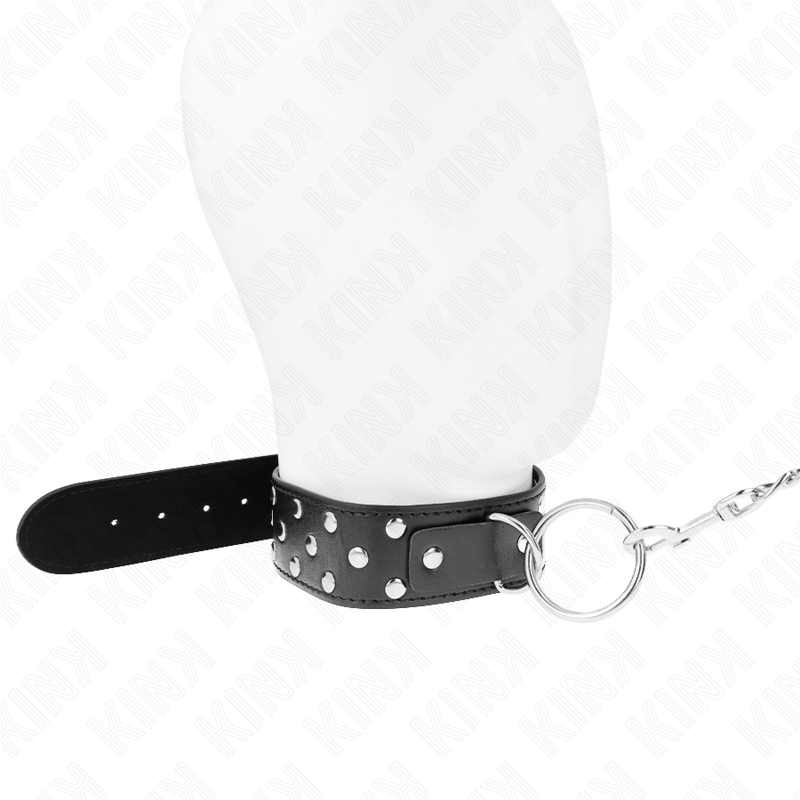 KINK - COLLAR CON CORREA DE REMACHE Y CINTURÓN, 65 CM, NEGRO, AJUSTABLE, 36-50 CM X 3,8 CM