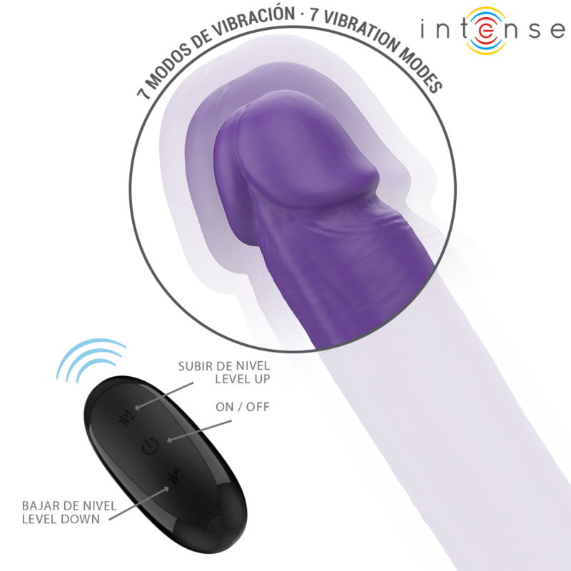 INTENSE - DILDO DOBLE VIBRADOR GUNTER 40 CM MORADO CONTROL REMOTO