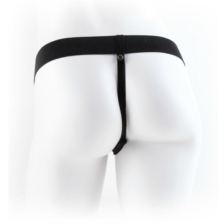 SERIE FETISH FANTASY - 9 STRAP-ON HUECO CON BOLAS DE CARNE DE 22,9 CM