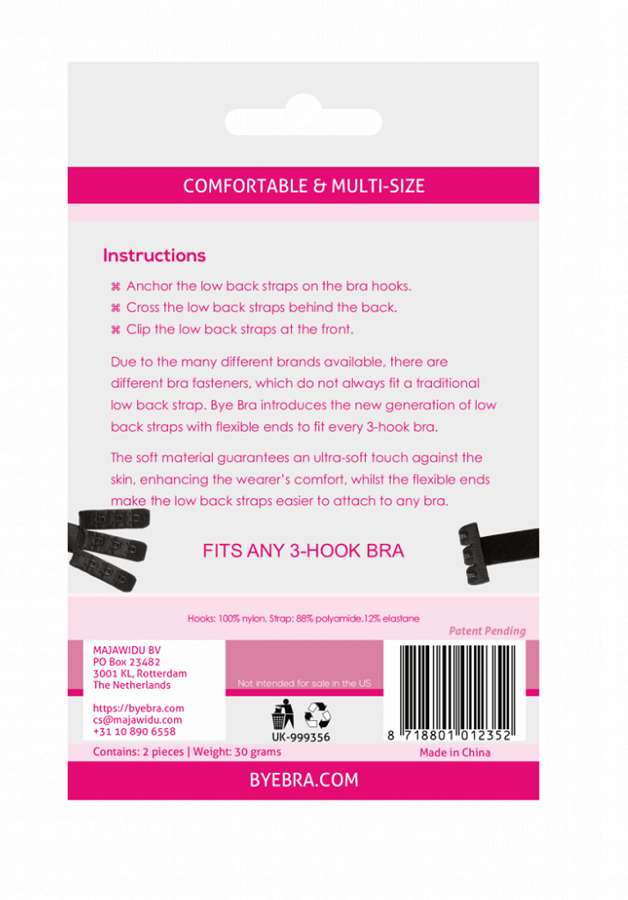 BYE-BRA - ADAPTADOR PARA SUJETADOR CON ESPALDA ABIERTA EN BLANCO Y NEGRO