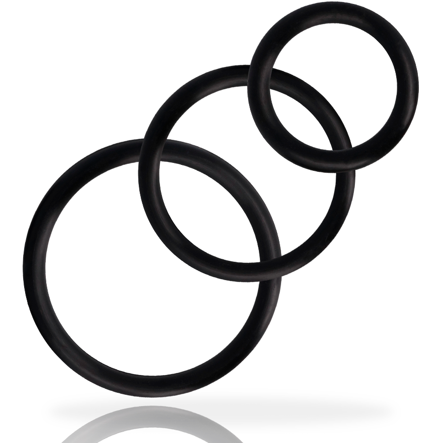 JUGUETES ADICTIVOS - SET DE ANILLOS PARA EL PENE NEGROS