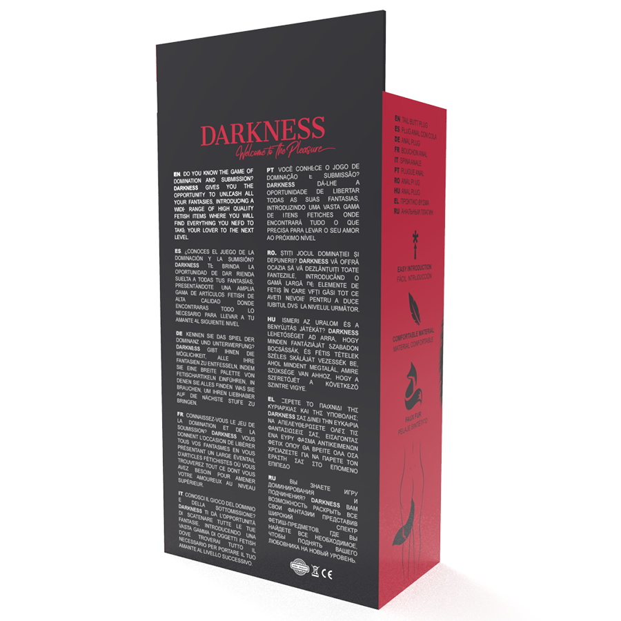 DARKNESS - PLUG ANAL PLATA DE 8 CM CON COLA NEGRA