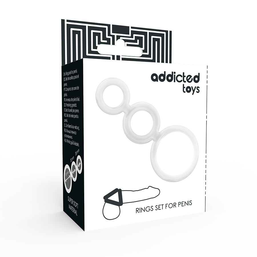 JUGUETES ADICTOS - SET DE ANILLOS - PARA PENE TRANSPARENTE