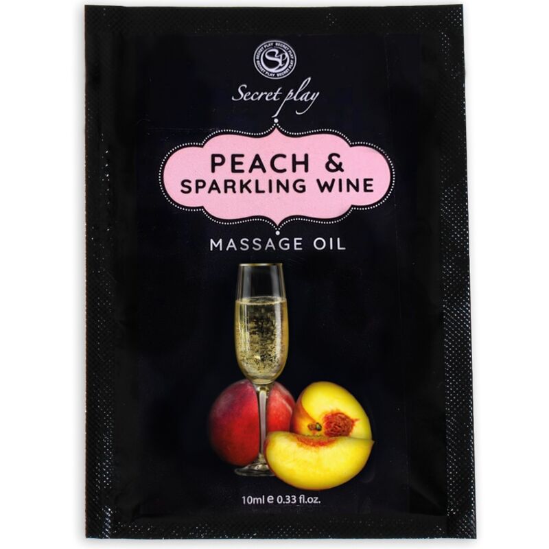 SECRETPLAY - ACEITE DE MASAJE DE MELOCOTÓN Y VINO ESPUMOSO SOBRE 10 ML