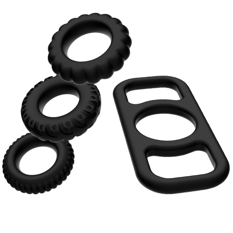 JUGUETES ADICTIVOS - JUEGO DE 4 ANILLOS PARA EL PENE