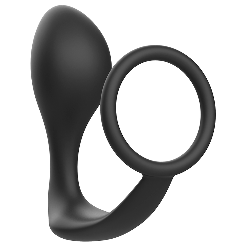 JUGUETES ADICTIVOS - PLUG ANAL DE SILICONA NEGRO CON ANILLO
