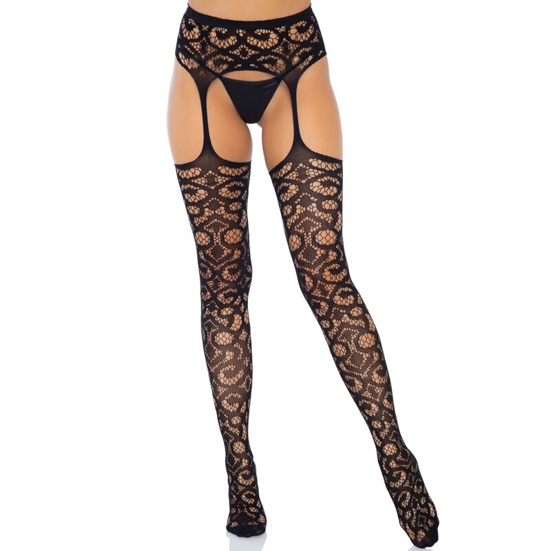 LEG AVENUE - CALCETINES CON LIGUERO DE ENCAJE Y VOLUMEN, TALLA ÚNICA