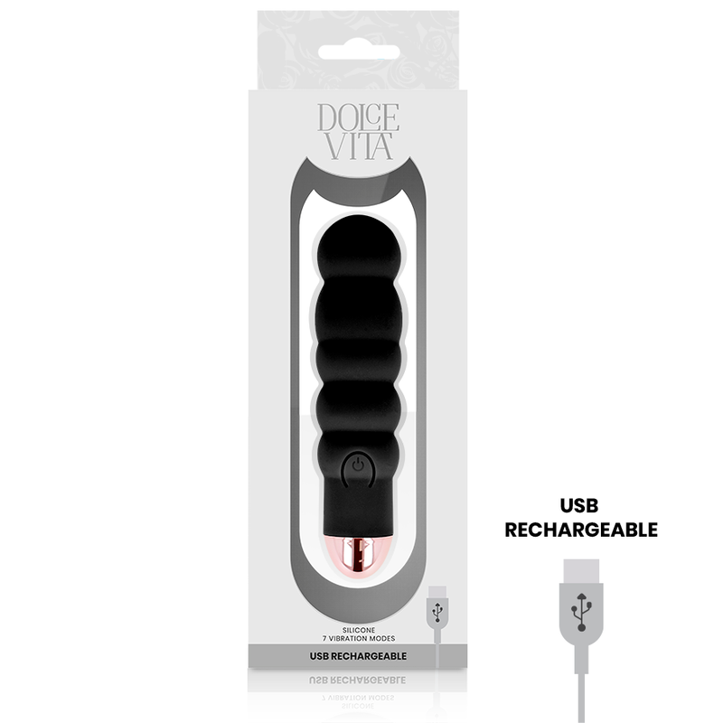 VIBRADOR RECARREGÁVEL SEIS PRETO 7 VELOCIDADES