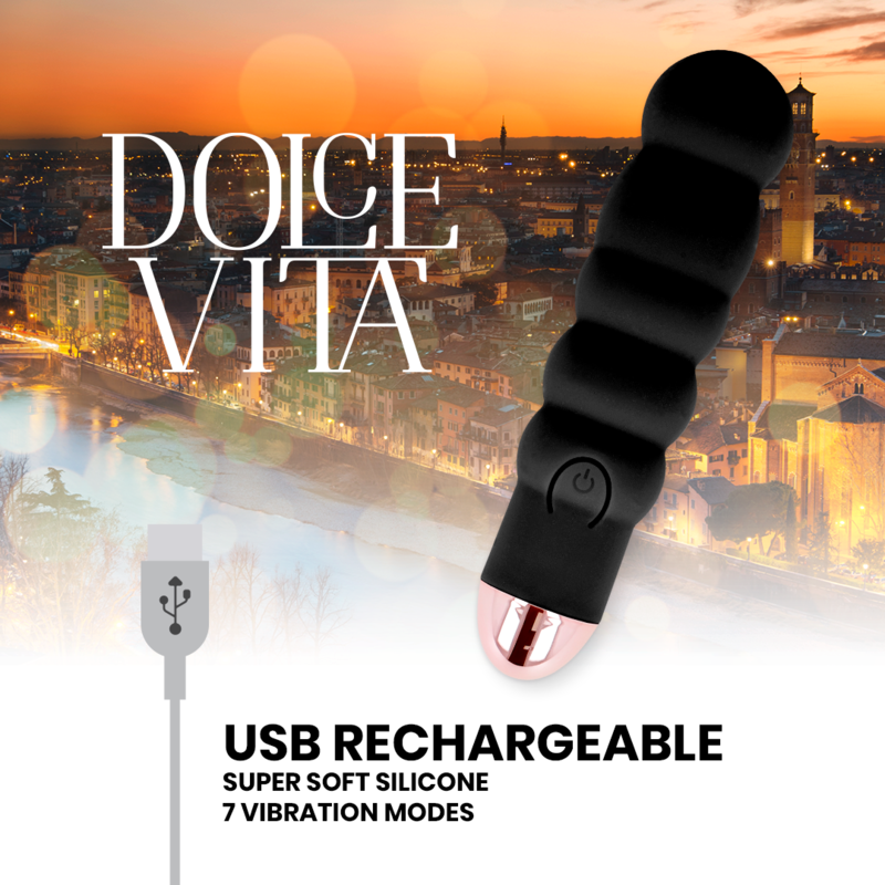 VIBRADOR RECARREGÁVEL SEIS PRETO 7 VELOCIDADES