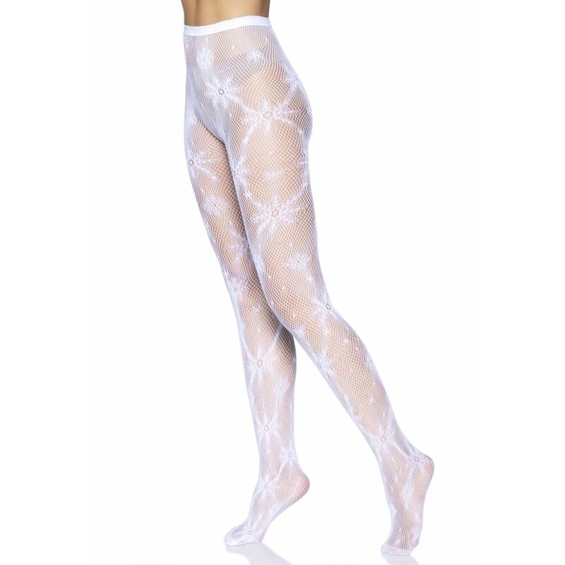 LEG AVENUE - PANTALONES DE RED CON COPOS DE NIEVE TALLA ÚNICA