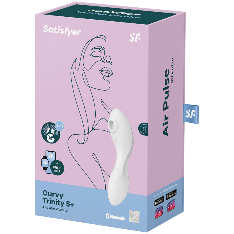 SATISFYER - CURVY TRINITY 5 ESTIMULADOR Y VIBRADOR DE PULSOS DE AIRE APLICADO BLANCO