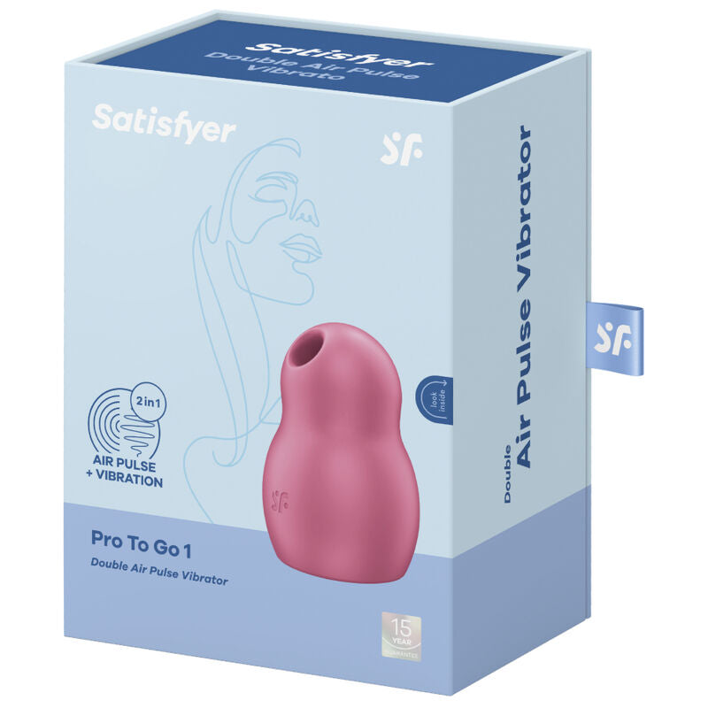 SATISFYER - PRO TO GO 1 ESTIMULADOR Y VIBRADOR DE DOBLE PULSACIÓN DE AIRE ROJO