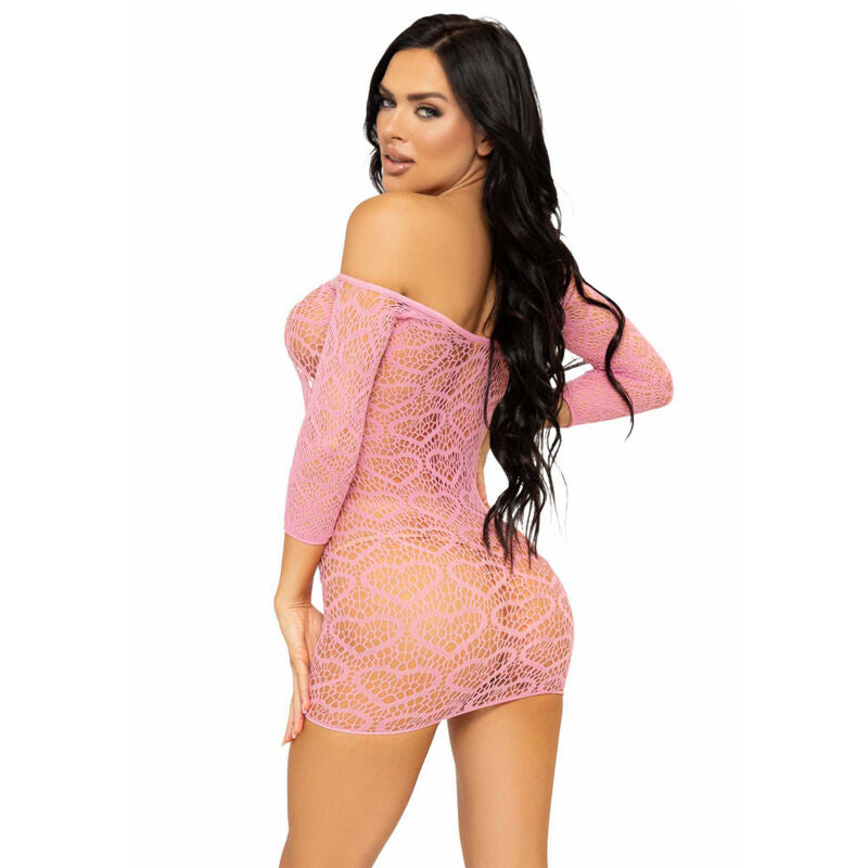 LEG AVENUE - VESTIDO MINI DE RED CON CORAZÓN TALLA ÚNICA - ROJO