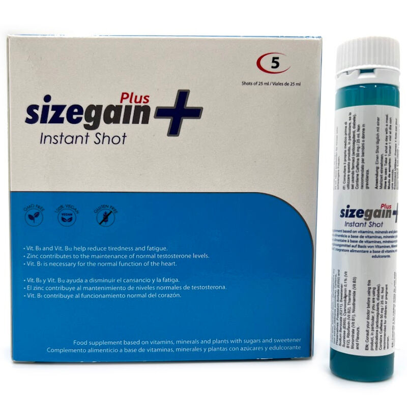 500 COSMÉTICOS - SIZEGAIN PLUS INSTANT SHOT ENERGIZER MASCULINO 5 UNIDADES