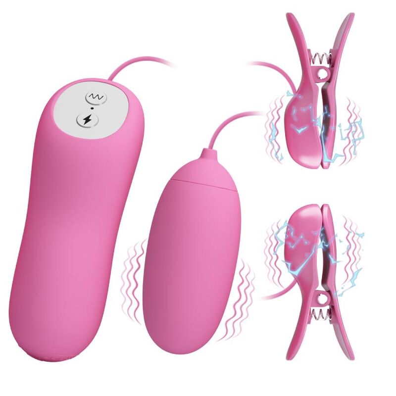 PRETTY LOVE - PINZA VIBRADORA ROSA CON ELECTROSHOCK