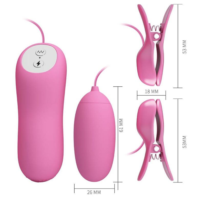 PRETTY LOVE - PINZA VIBRADORA ROSA CON ELECTROSHOCK