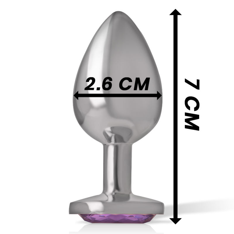 INTENSE - ALUMINUM METAL BUTT PLUG WITH VIOLET CRYSTAL SIZE S