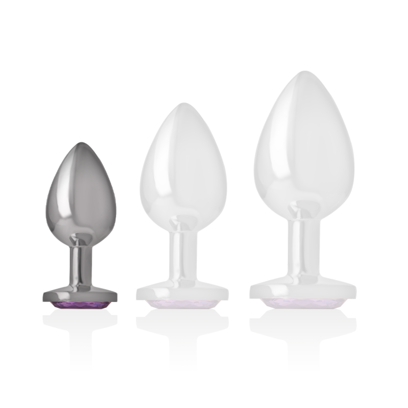 INTENSE - ALUMINUM METAL BUTT PLUG WITH VIOLET CRYSTAL SIZE S