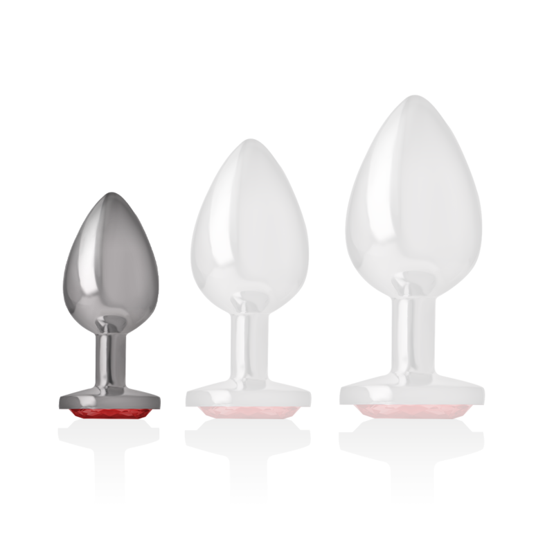 INTENSE - ALUMINUM METAL BUTT PLUG WITH RED CRYSTAL SIZE S