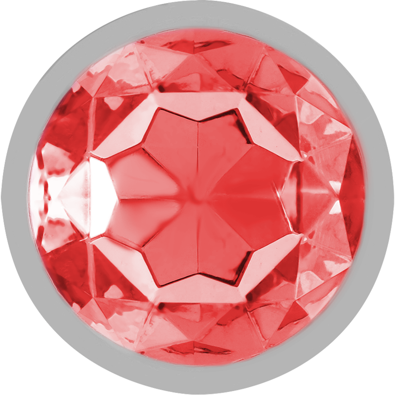 INTENSE - ALUMINUM METAL BUTT PLUG WITH RED CRYSTAL SIZE L