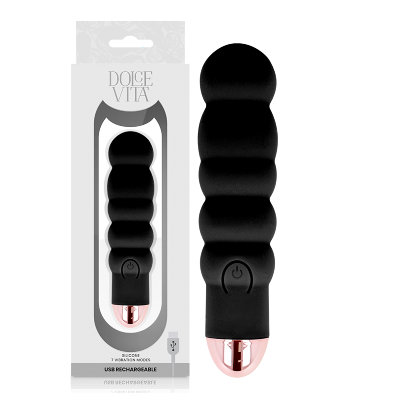VIBRADOR RECARREGÁVEL SEIS PRETO 7 VELOCIDADES