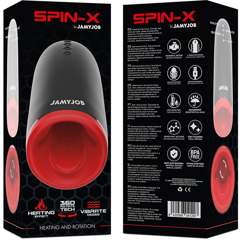 JAMYJOB - MASTURBADOR DE CALENTAMIENTO Y ROTACIÓN SPIN-X