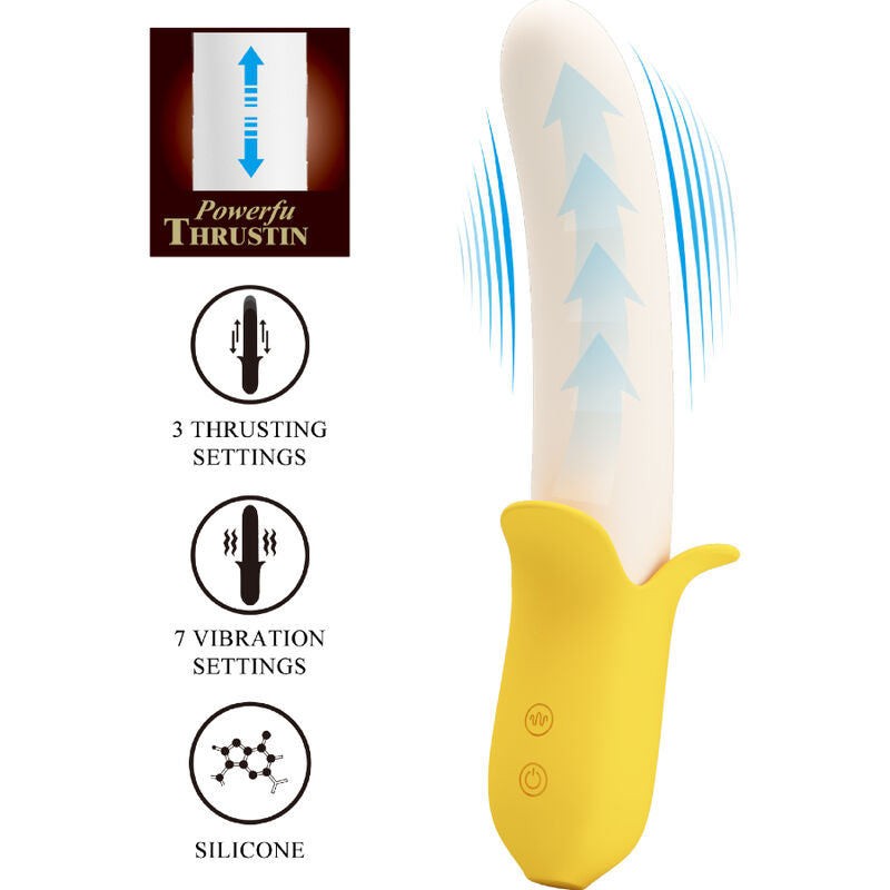 PRETTY LOVE - BANANA GEEK SUPER POWER 7 VIBRACIONES ARRIBA Y ABAJO SILICONA NEGRA