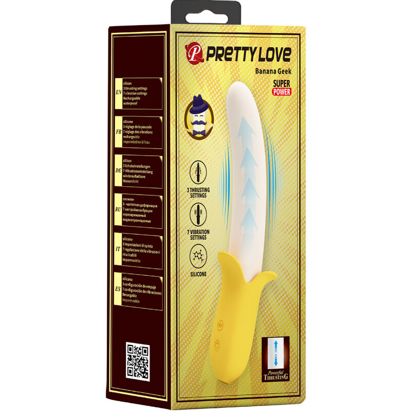 PRETTY LOVE - BANANA GEEK SUPER POWER 7 VIBRACIONES ARRIBA Y ABAJO SILICONA NEGRA