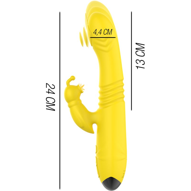 INTENSE - VIBRADOR MULTIFUNCIÓN TOKY UP AND DOWN CON ESTIMULADOR DE CLÍTORIS AMARILLO