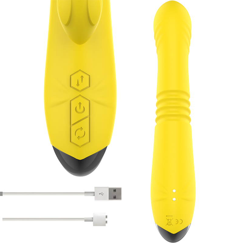 INTENSE - VIBRADOR MULTIFUNCIÓN TOKY UP AND DOWN CON ESTIMULADOR DE CLÍTORIS AMARILLO