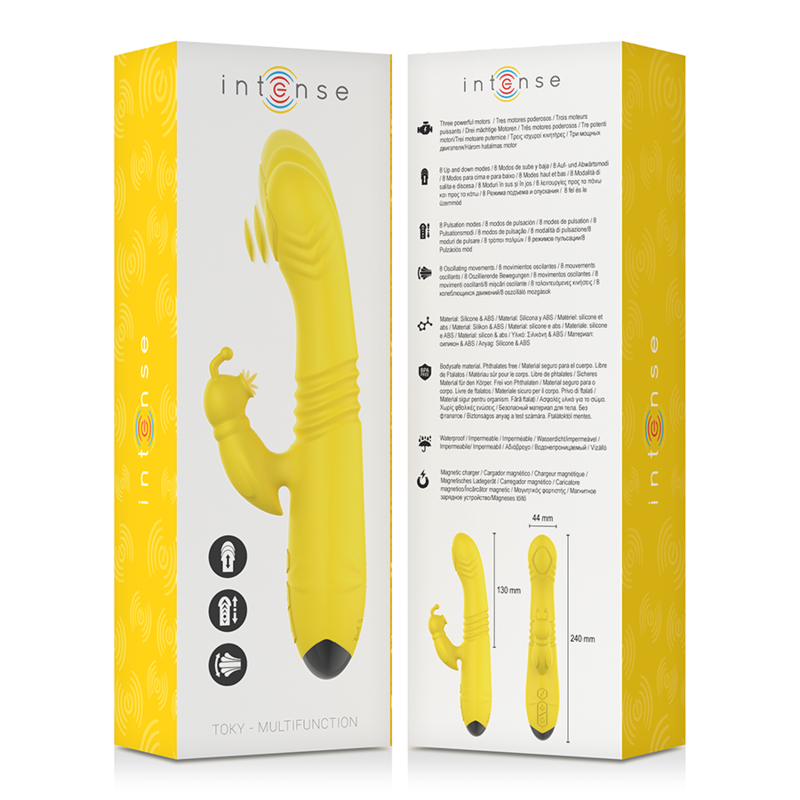 INTENSE - VIBRADOR MULTIFUNCIÓN TOKY UP AND DOWN CON ESTIMULADOR DE CLÍTORIS AMARILLO