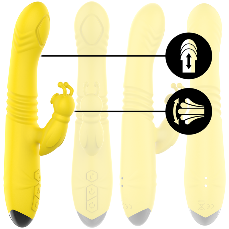 INTENSE - VIBRADOR MULTIFUNCIÓN TOKY UP AND DOWN CON ESTIMULADOR DE CLÍTORIS AMARILLO