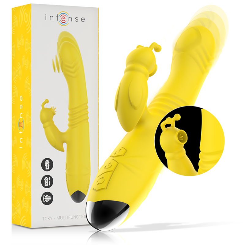 INTENSE - VIBRADOR MULTIFUNCIÓN TOKY UP AND DOWN CON ESTIMULADOR DE CLÍTORIS AMARILLO