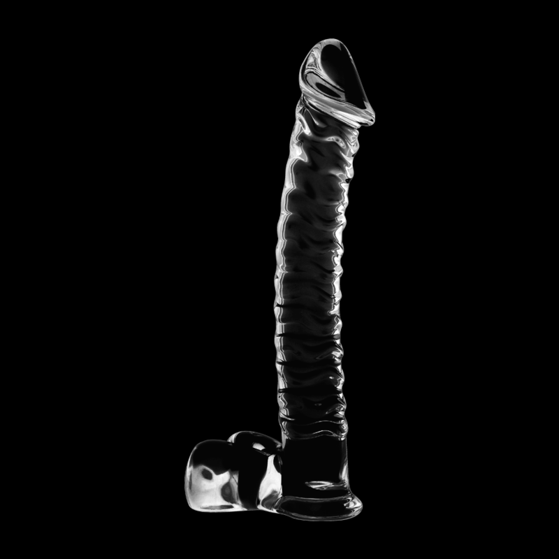 NEBULA SERIES BY IBIZA - MODEL 23 TRANSPARENT BOROSILICATE GLASS DILDO 21.5 CM -O- 4 CM