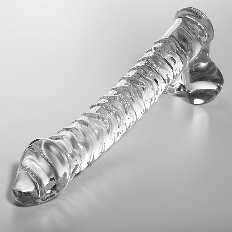NEBULA SERIES BY IBIZA - MODEL 23 TRANSPARENT BOROSILICATE GLASS DILDO 21.5 CM -O- 4 CM