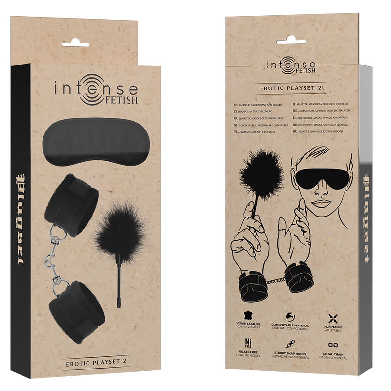 INTENSE - EROTIC FETISH PLAYSET 2 WITH HANDCUFFS, BLIND MASK AND TICKLING