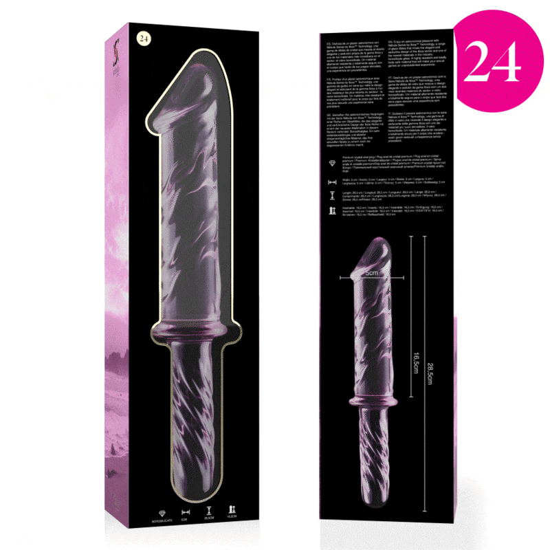 NEBULA SERIES BY IBIZA - MODEL 24 TRANSPARENT BOROSILICATE GLASS DILDO 28.5 CM -O- 5 CM