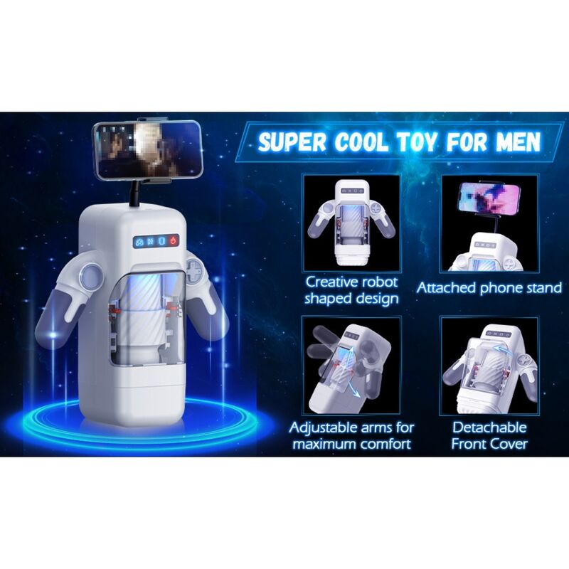 GAME CUP - MASTURBADOR VIBRADOR THRUST CON FUNCIÓN DE CALEFACCIÓN Y SOPORTE MÓVIL - NEGRO
