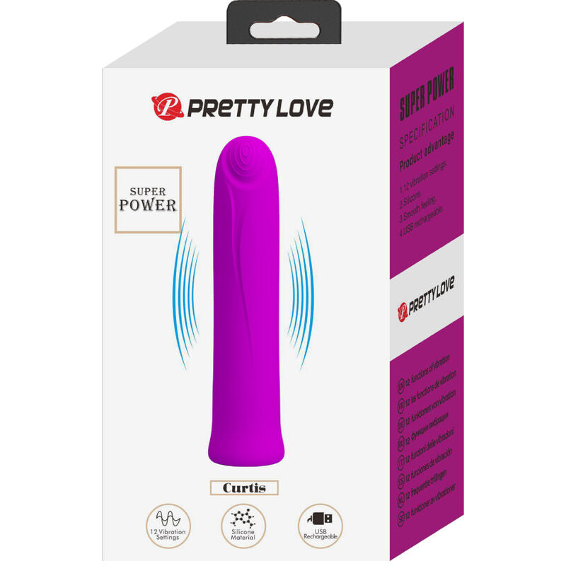 VIBRADOR CURTIS MINI SUPER POWER 12 VIBRAÕES DE SILICONE VIOLETA