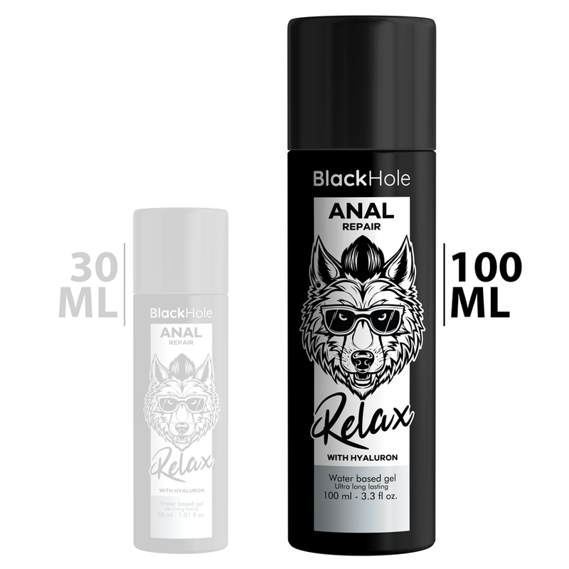 BLACK HOLE - REPARADOR ANAL RELAJADO A BASE DE AGUA CON HIALURÓN 100 ML
