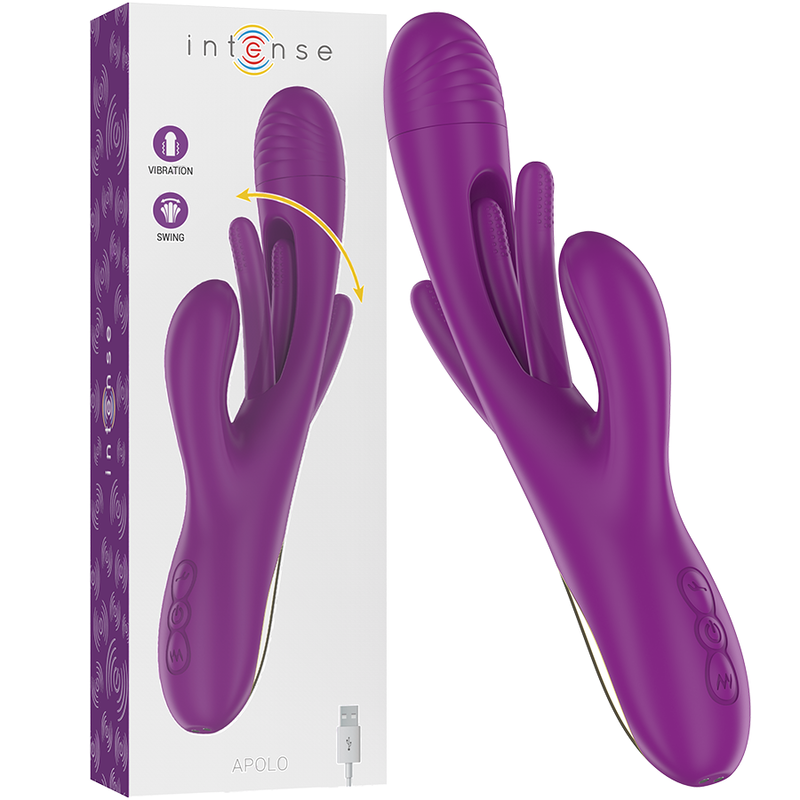 INTENSE - APOLO VIBRADOR MULTIFUNCIÓN RECARGABLE 7 VIBRACIONES CON LENGUA OSCILANTE MORADA